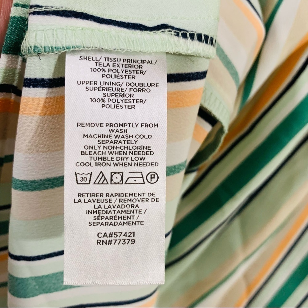 Ann Taylor Factory NWT Striped Herbal Green Halter Midi Dress Size 4P - Picture 10 of 12